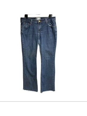Signature Levi Strauss Women's Low Rise Raw Hem Bootcut Blue Denim Jeans 14 Long